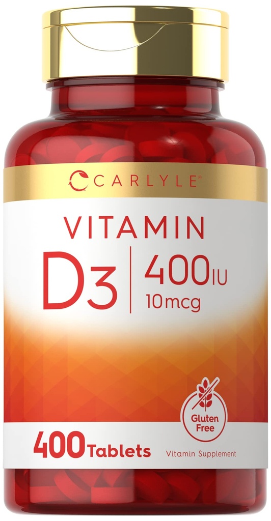 卡莱尔维生素D3400iu(10mcg) QQ400 平板电脑QQ 价值大小QQ Vegetarian,Non-GMO,和Gluten Free Formula QQ Vitamin D 补编