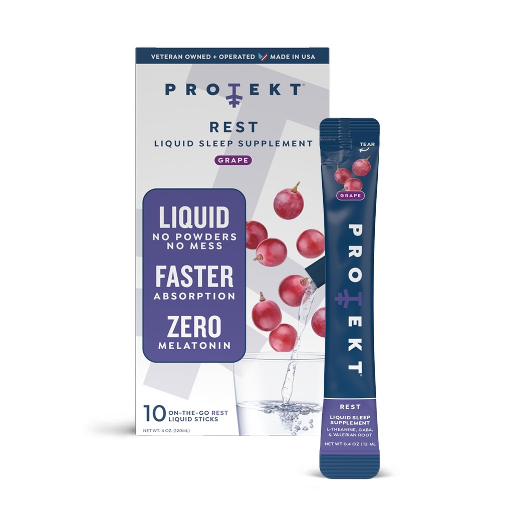 PROTEKT GABA L Theanine Supplement QQ Melatonin 成人免费睡眠援助 Valerian root for night support and restful sleep GABA 成人冷静液体饮料混合 QQ葡萄,包10