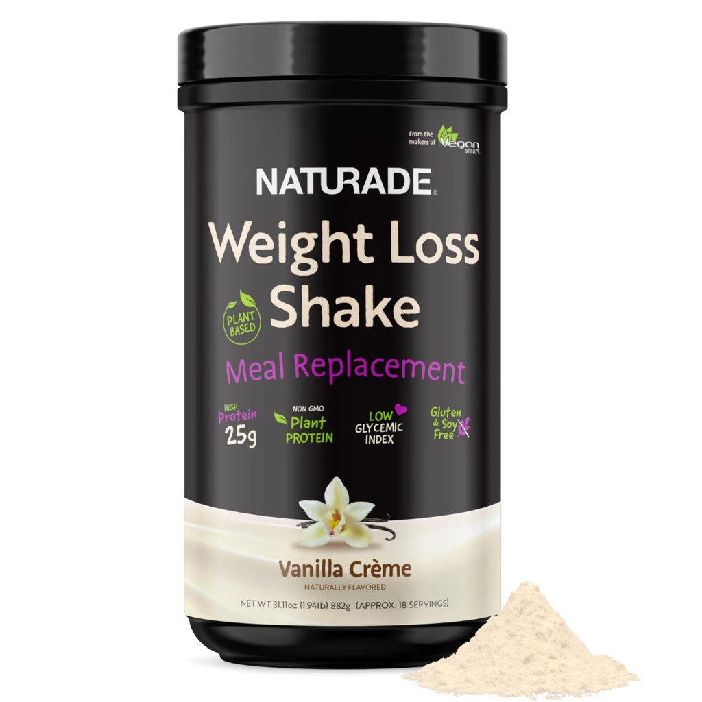Naturade Weight Loss Shake Meal Controduction, 18 services - 25g 植物蛋白, CLA, Fiber 和 18 维生素和矿物 设计为弯曲刮裂和布斯特 每日营养 - 香草 Creme