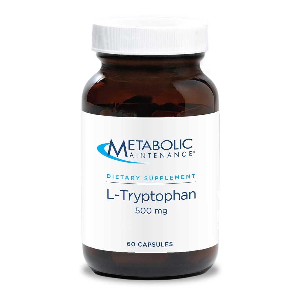代谢维持L-Tryptophan - 500mg 氨基酸在"自由形式"中用于高级吸收+维生素B6 - Mood + Appetite 补充,Vegan + 无填充器(60 Capsules)