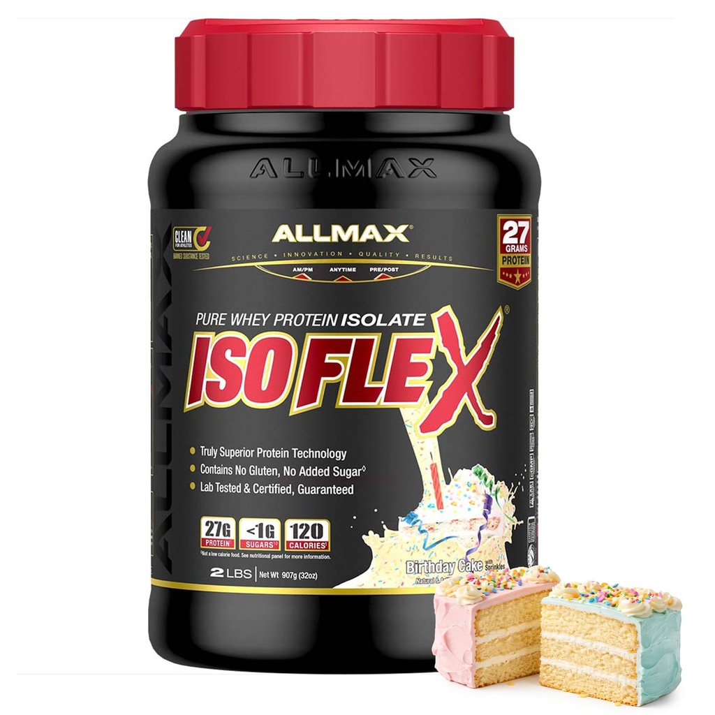 ALLMAX 营养 -- -- ISOFLEX 维蛋白粉 维蛋白隔热 27g蛋白 生日蛋糕 2英镑