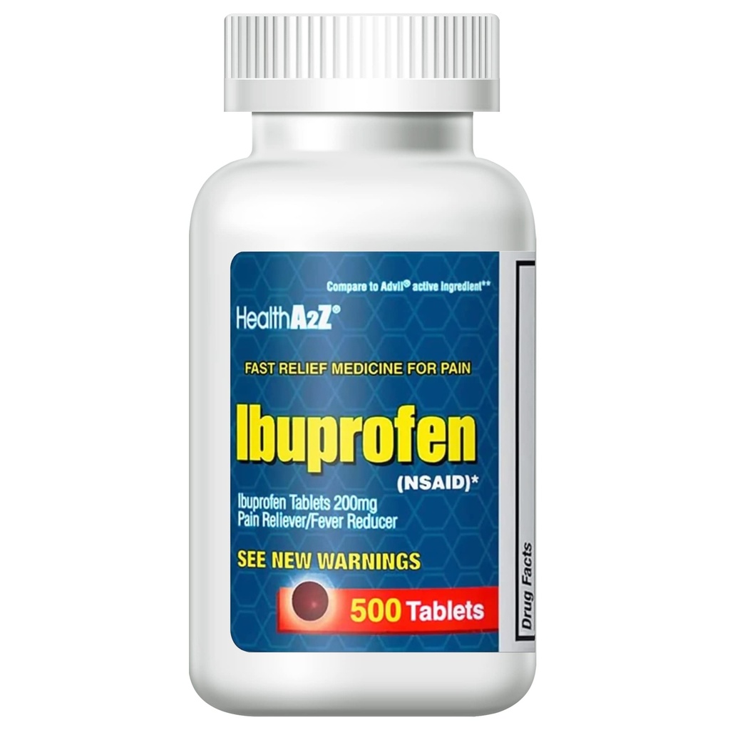 健康 A2Z® Ibuprofen 200mg | 500 计数 | 减痛 ches 体痛 ache 头痛 itis 关节炎  Cr Cramps | Back pain | ever Fever Recepter.