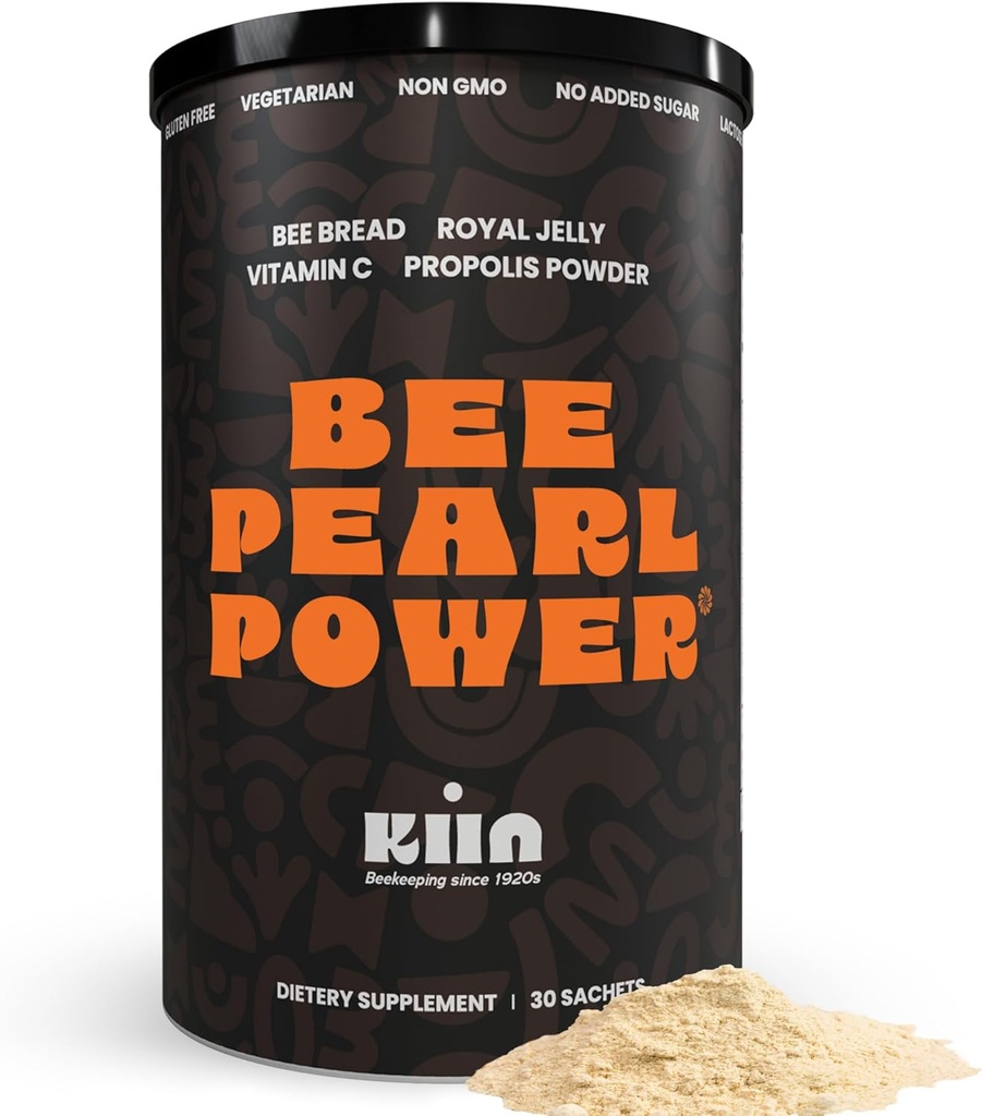 Kiin Bee Bread Powder - 发酵波伦 & Honey, 100% 天然多维特敏, 超食品换能源,代谢,睡眠,恢复,豁免 QQ包含皇家Jelly和Propolis