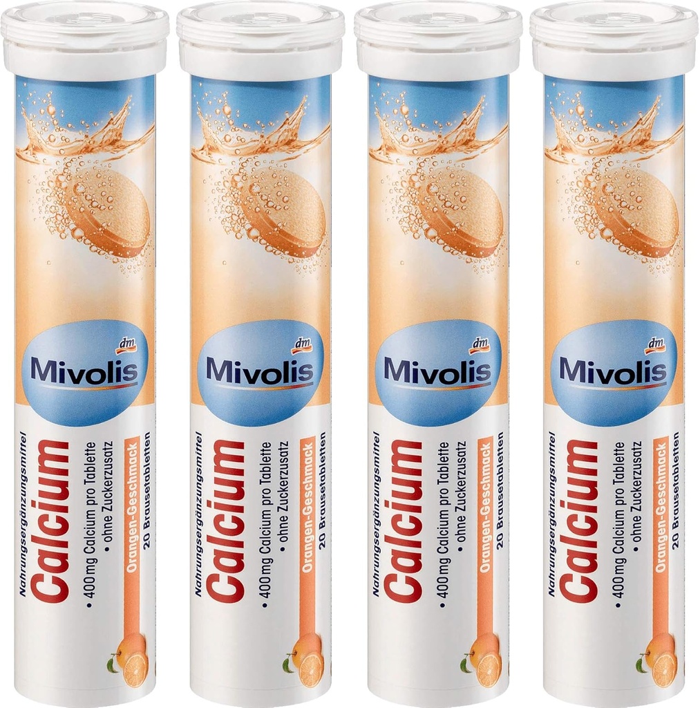 Mivolis Calcium effervescent 碑文 - 膳食补充品 4 Packs x 20 pcs 德国