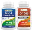 最佳天然维生素K2(MK7),含D3和维生素C 1000毫克