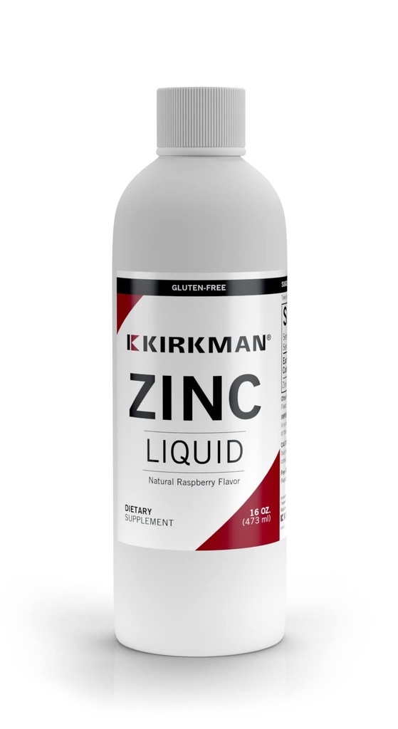 Kirkman – Zinc Liquid – 新配方 → 16 oz → 与天然的Raspberry → 无常见的 Alergens 相冲突
