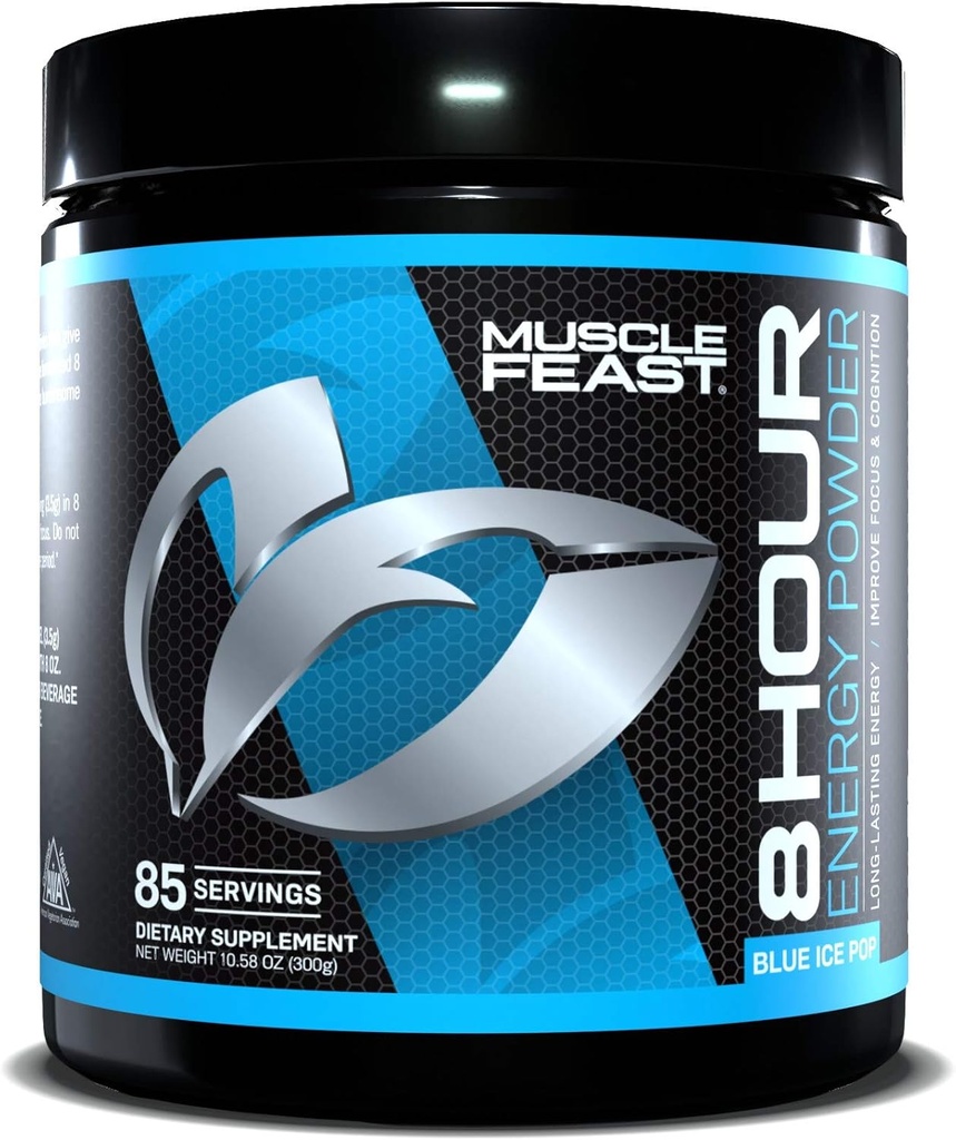 肌肉快餐8小时能源 Keto -Friendly Sugar - Free Zero Calorie Pre-Workout,蓝冰流行,300g