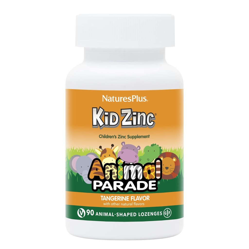 NaturesPlus 动物游行 KidZinc, Tangerine Flavor - 90 动物-形状 Lozenges - 有机化 Chelated Zinc - Vegan, Gluten Free - 90 服务