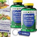 Choice Bundle Spring Valley Calcium + 维生素D 片600 mg 250 Ct 2 pk(共计500) + “维生素生命力”指南和药剂容器(4项)!