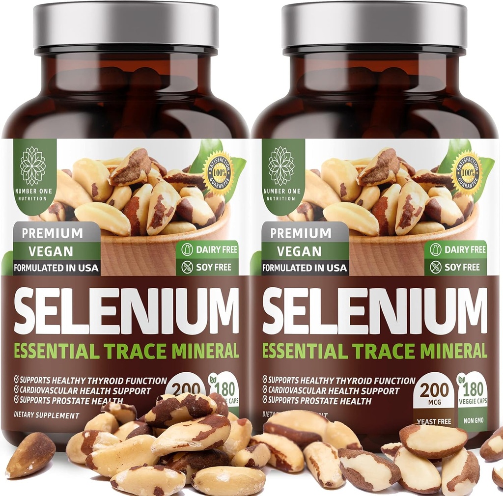 2-Pack N1N Premium Pure Selenium [最大吸收,200MCG] 支持豁免,心脏和前列腺健康,360 Veg Caps