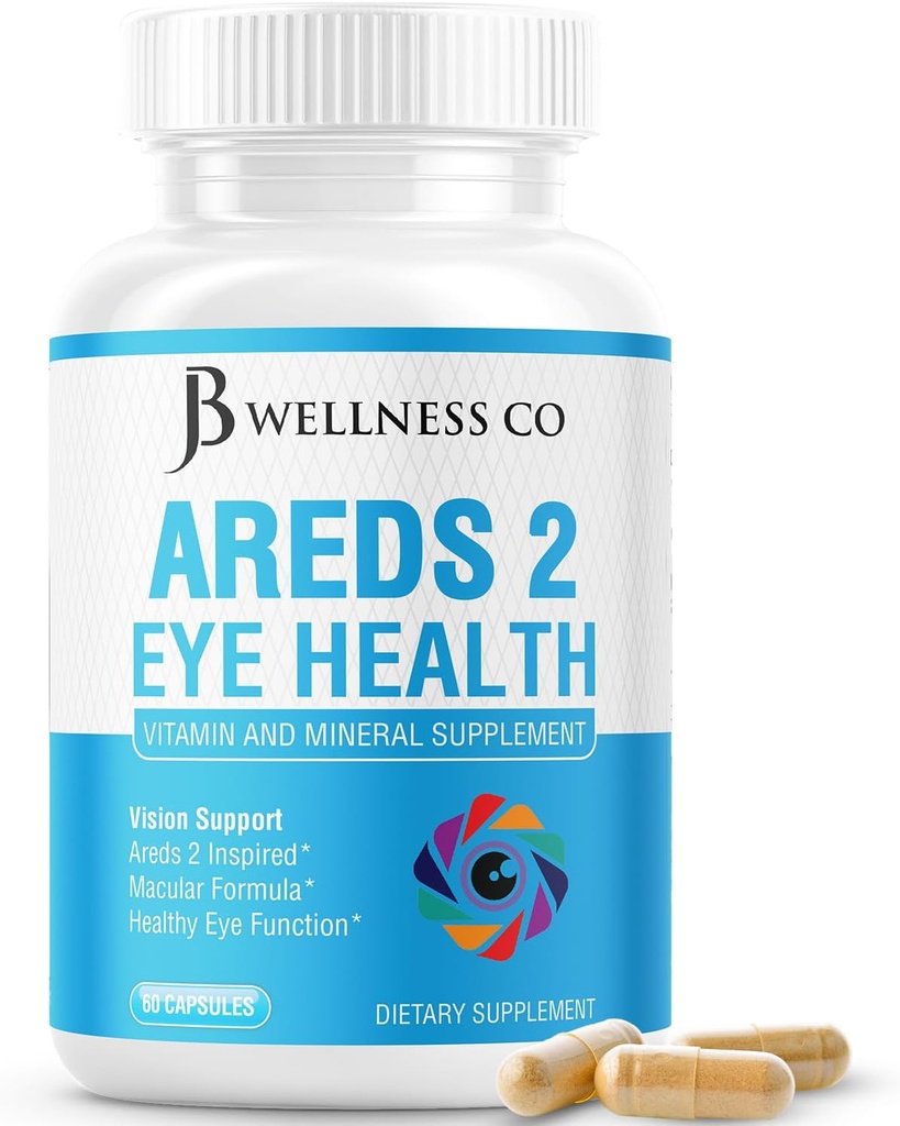JB 健康 AREDS 2 眼维生素和矿物补充剂,包括Lutein、维生素C、Zeaxanthin、锌和维生素增强远景补充剂-60个