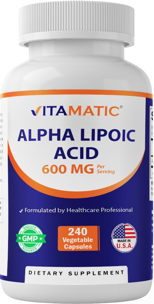 维生素Alpha Lipoic Acid(ALA) 600mg 人服 - 240 蔬菜盖 - 120人服 - 非GMO和Gluten Free