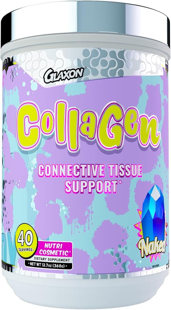 Glaxon Wonder Collagen,含生物素的氢化钴粉,Hyaluronic Acid,维生素C,B12,皮肤,关节,钉子和头发的抗衰老补充剂(Naked V2)