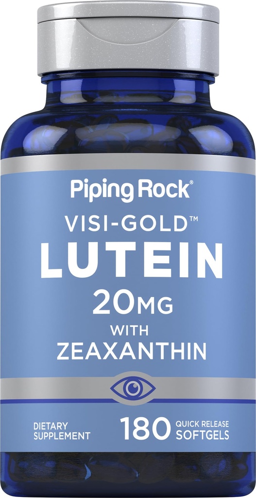 Pipping Rock Lutein和Zeaxanthin Supplement 20mg 180 Softgels 出自马里戈尔德 Excution Qn-GMO,格卢滕自由