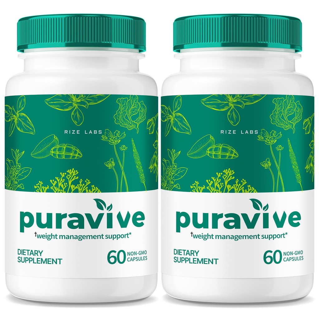 (2 Pack) Puravive, Puravive 重量损失 Capsules, Puravive Exotic 水稻方法, 所有天然解毒和清洁支持, Pura Vive Keto Reviews (120 Capsules)