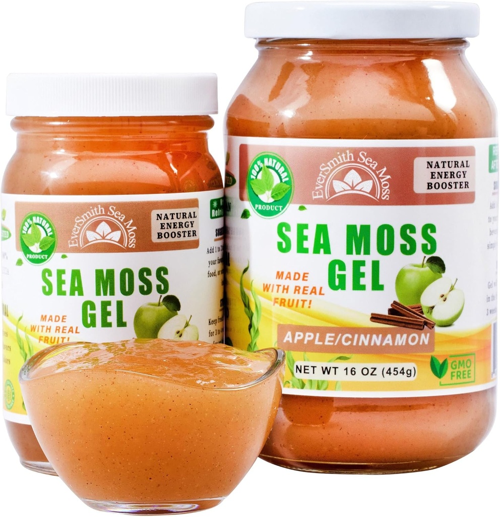 野生爱尔兰海 Moss Gel 在美国制造 富含维生素和矿物 海 Moss Gel Raw 营养补充 苹果 (16 oz)