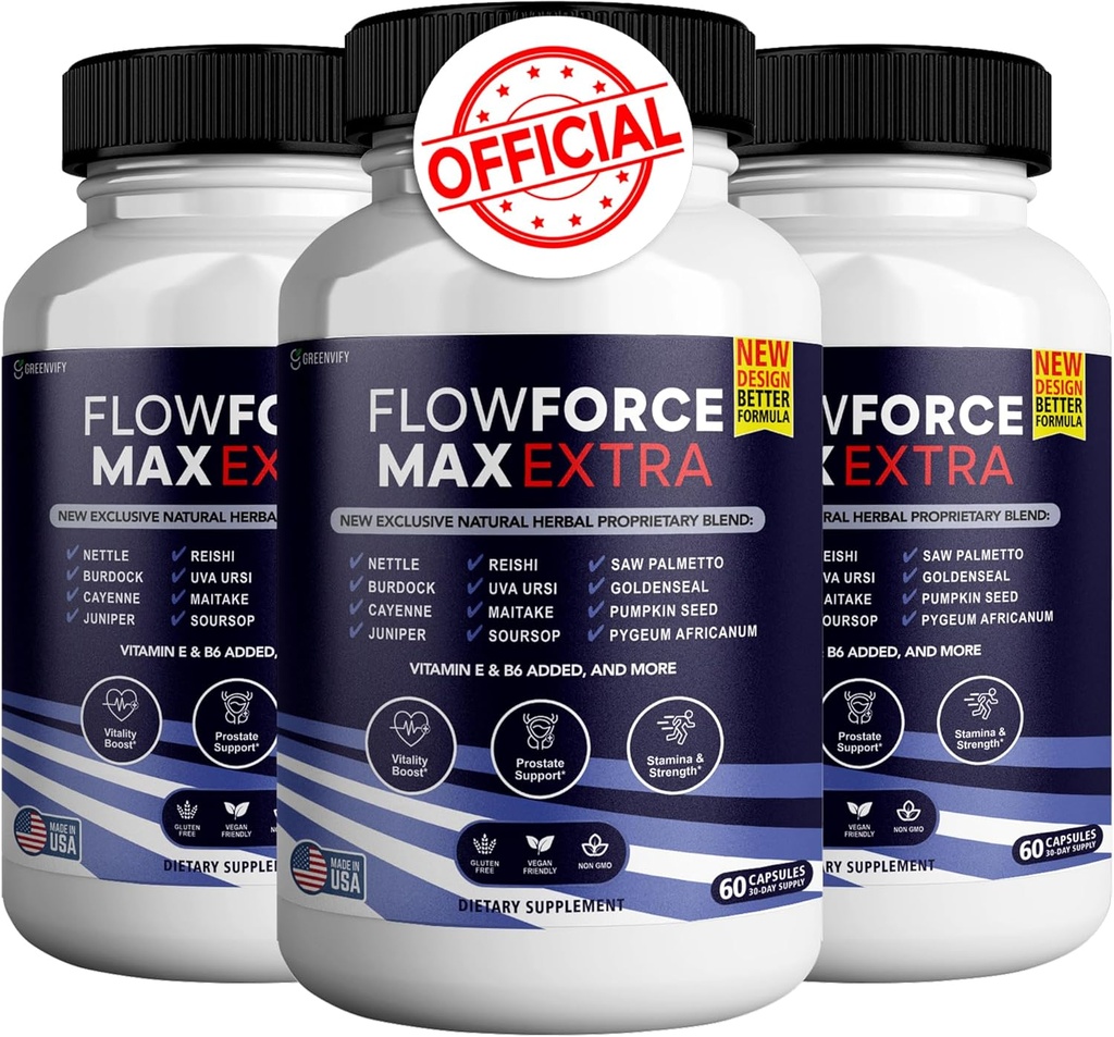 Flow Force Max Extra Prostate Supples for Men Capsules, 健康补编 - 最大强度,全部自然支持正常和健康功能(300 Capsules) (5 Pack)