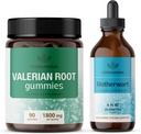 HERBAMA Valerian and Motherwort Kit - 1800 mg Valerian 根胶和母脂液滴 - Vegan, N-GMO, Gelatin & 无酒精 - 2包