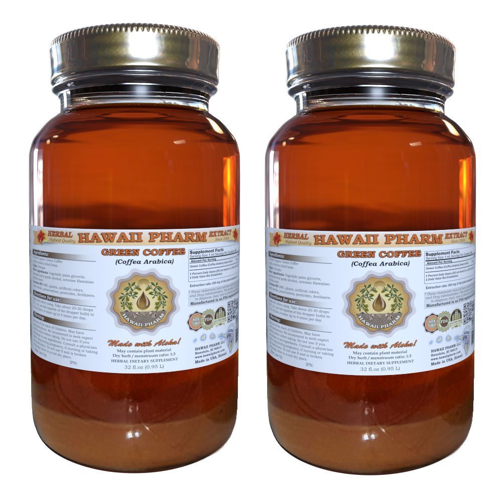 绿咖啡液体萃取,绿咖啡(Coffea rabiana) 豆粉丁香补品 2x32 oz 未过滤