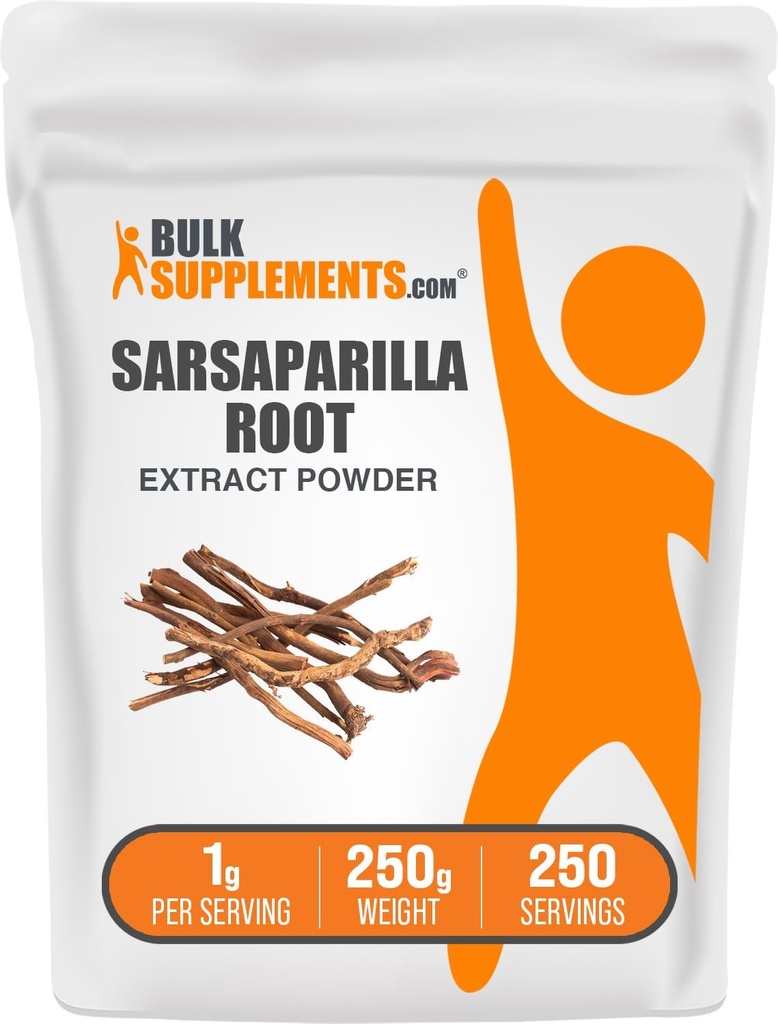 Bulk Assupports.com Sarsaparilla 根提取粉 - Sarsaparilla 补充, Smillax Sarsaparilla 根 - 草药和Gluten Free, 每服1克, 250g (8.8 oz) (Pack of 1)