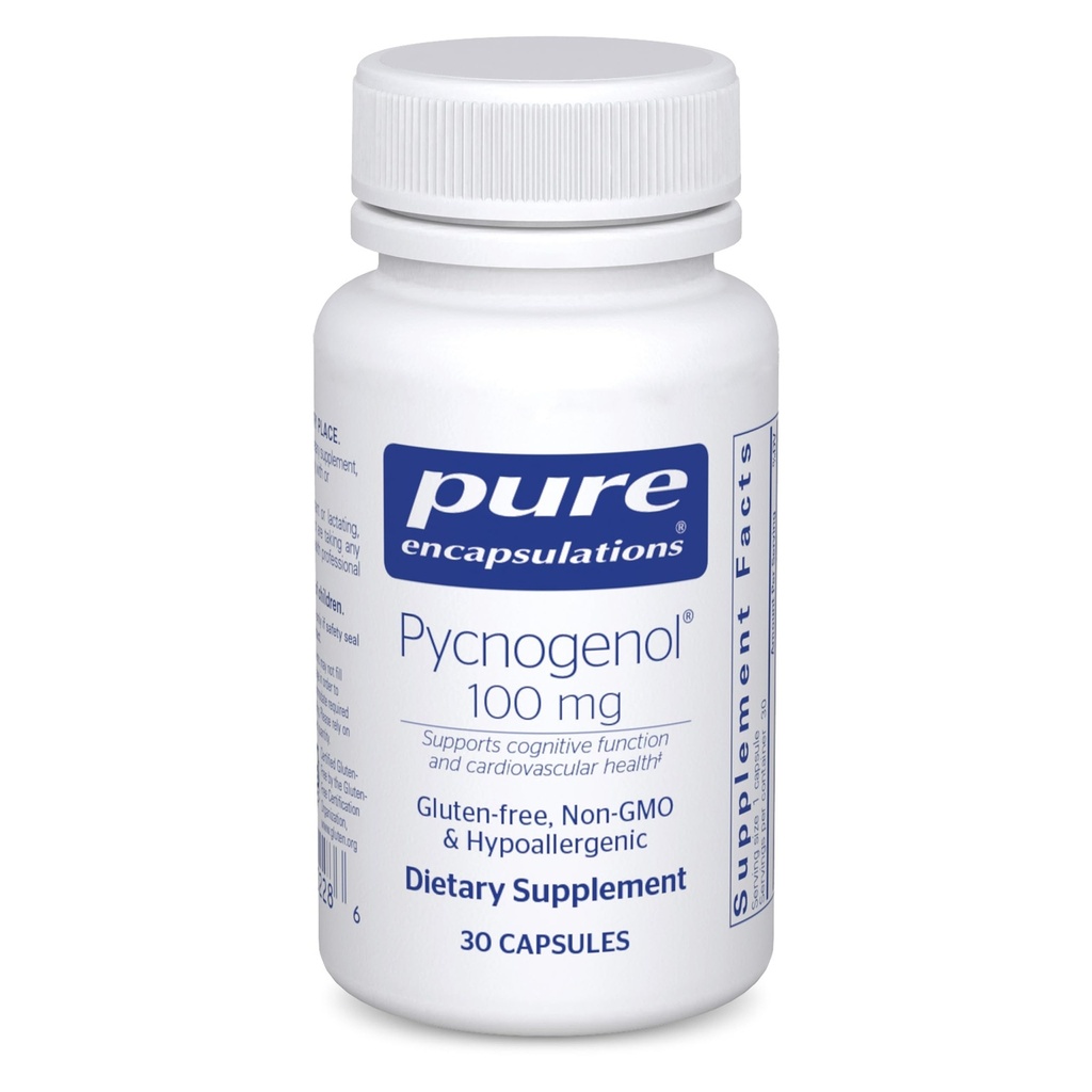纯封装 Pycnogenol 100 mg → 伪聚氨酯补充剂,以促进血管健康和提供抗氧化剂支持 → 30 Capsules