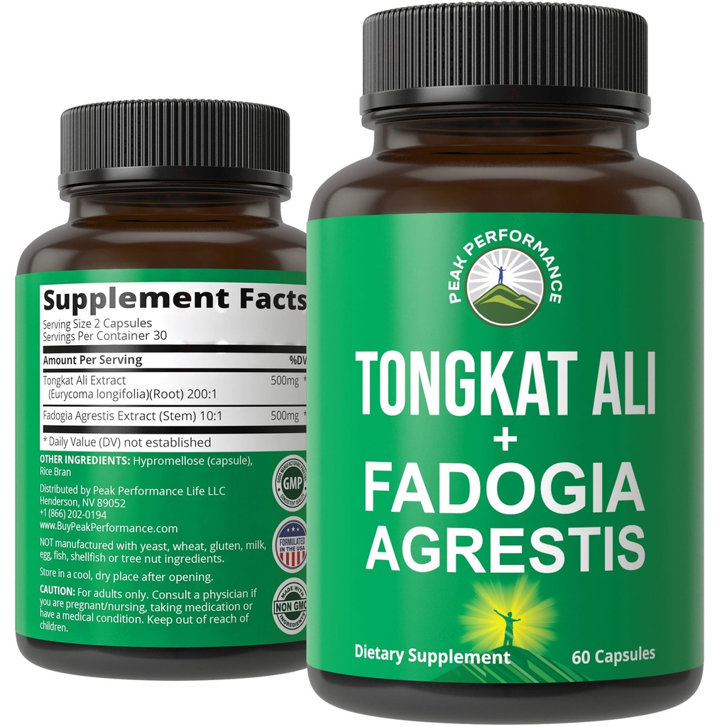 Tongkat Ali + Fadogia Agrestis 2-in-1 T 男子增产. Ultra 高强度 Tongkat-Ali Longjack 提取器 + Fadogia Agrestis 提取器. 维根卡普勒斯。 支持自然能源. 美国试验药丸