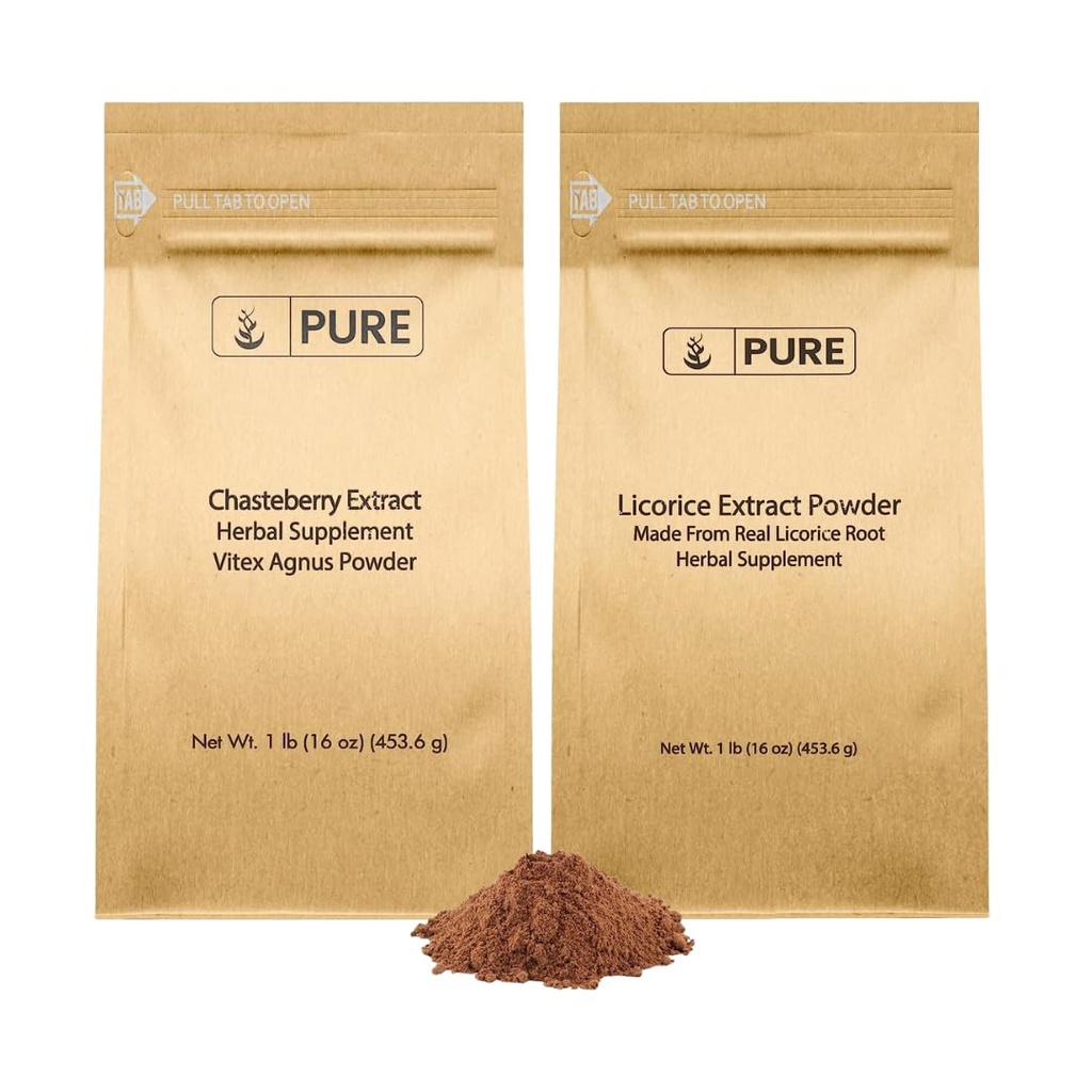 (原始内容存档于2018-06-29) (英语). Poure engredients Chasteberry Expless and Licorice Expless Bundle, 1 lb Each, Non-GMO, Gluten Free Suppers (英语).