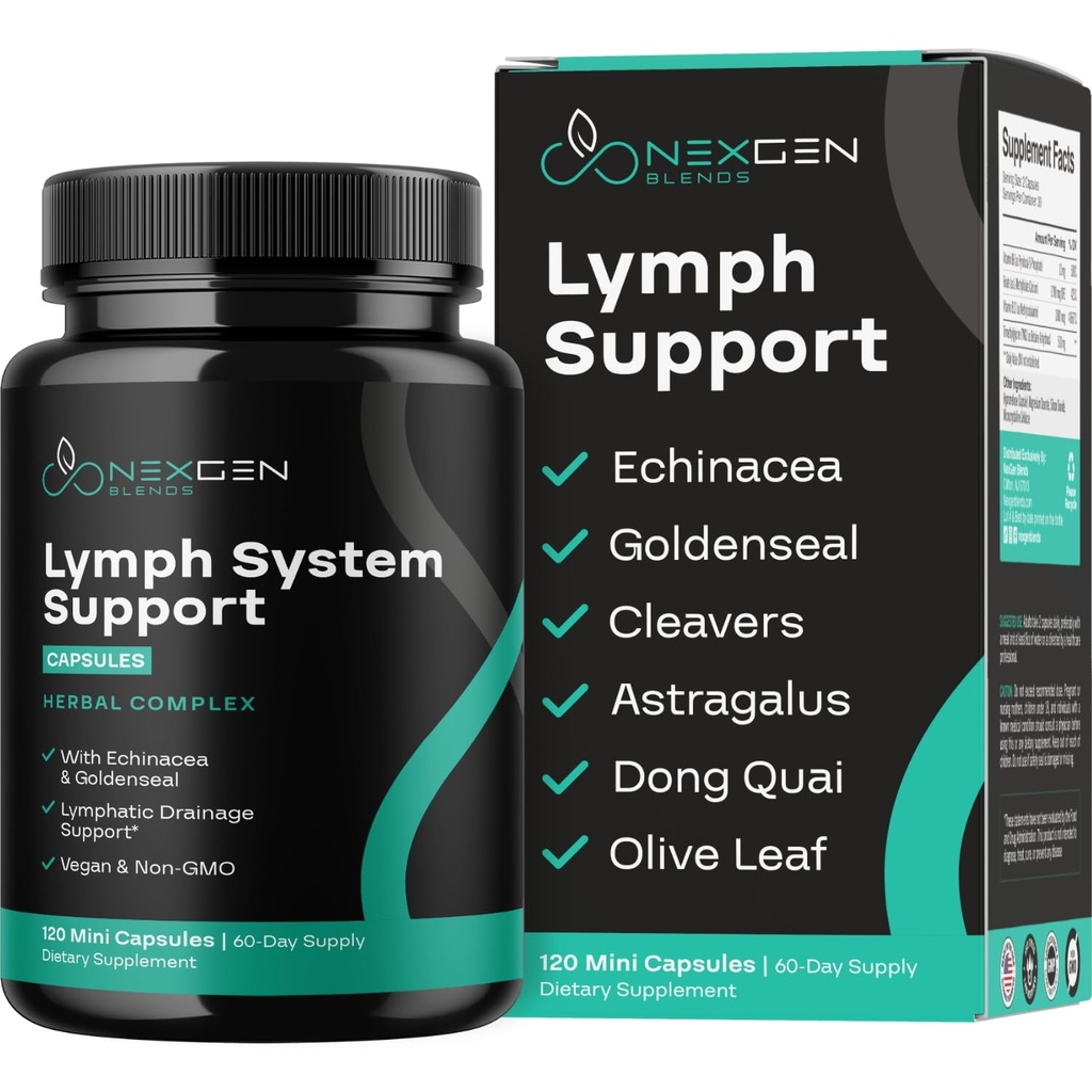 草药淋巴系统支持补充剂 - 配有Echinacea Goldenseal Astragalus & Hydroxytyrosol的淋巴淋巴系统支持复合剂,用于淋巴排水和免疫支持 - Vegan Non-GMO Gluten Free(2个月)