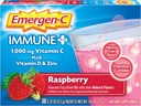 Emergen-C Imune+1000mg 维生素C 粉末,配有维生素D,锌,抗氧化剂和电解剂豁免,免疫辅助饮食补充,Raspberry Flavor - 30 Count/1个月供应量.