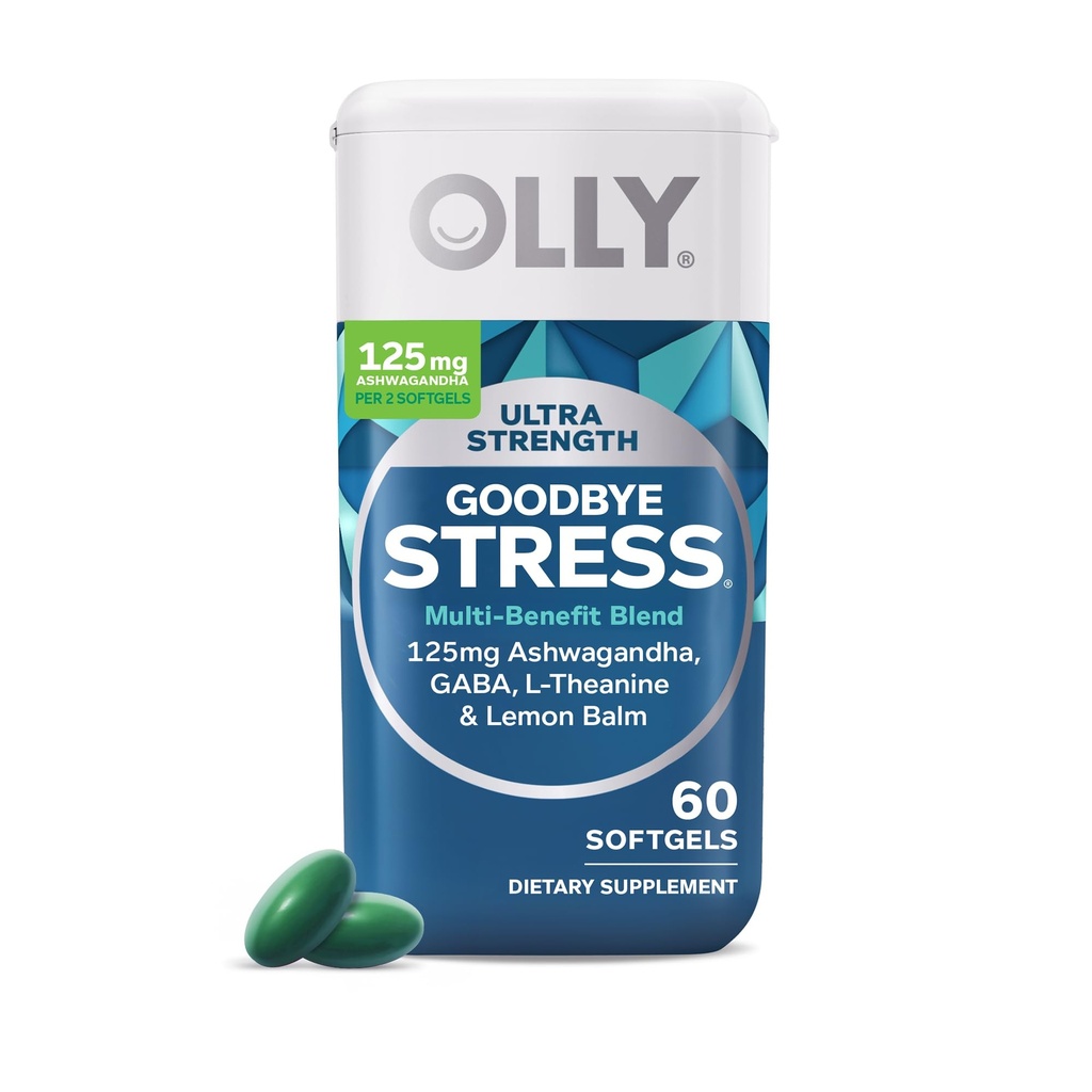 OLLY Ultra Structure Softgels, GABA, Ashwagandha, L-Theanine and Lemon Balm, 压力救济补编 - 60 Counter