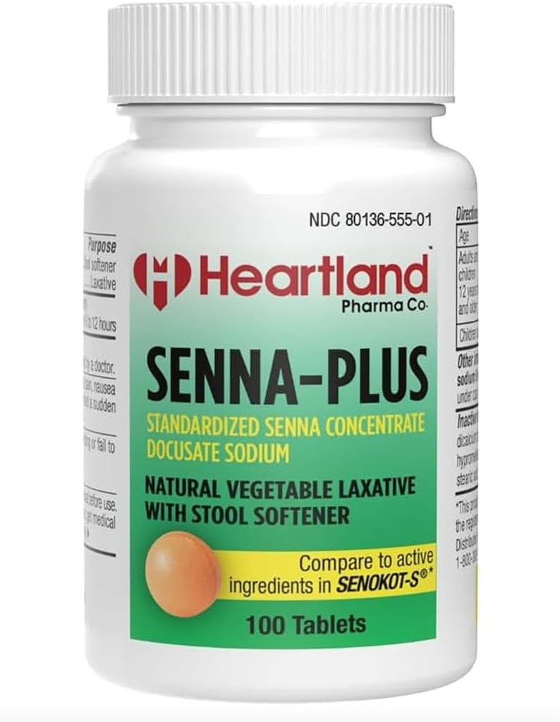 Senna-Plus 天然蔬菜 Sennoside Laxative → Docuseate Sodium Stool 柔软板块 缓解便秘 → 100 板块 → XX2 Pack