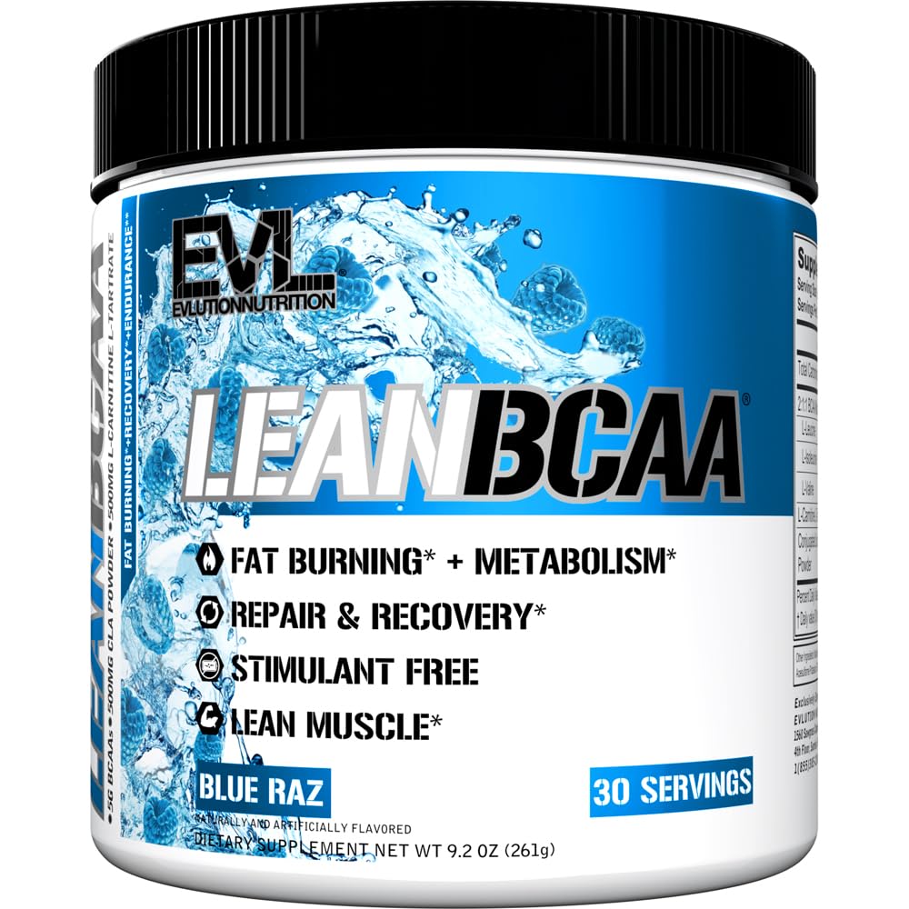 Evlution 兴奋剂自由 Lean BCAA 粉末营养 BCAAs 氨基酸 与CLA Carnitine 和 2:1:1 分支链氨基酸 支持肌肉复苏脂肪燃烧和代谢 - 蓝拉兹