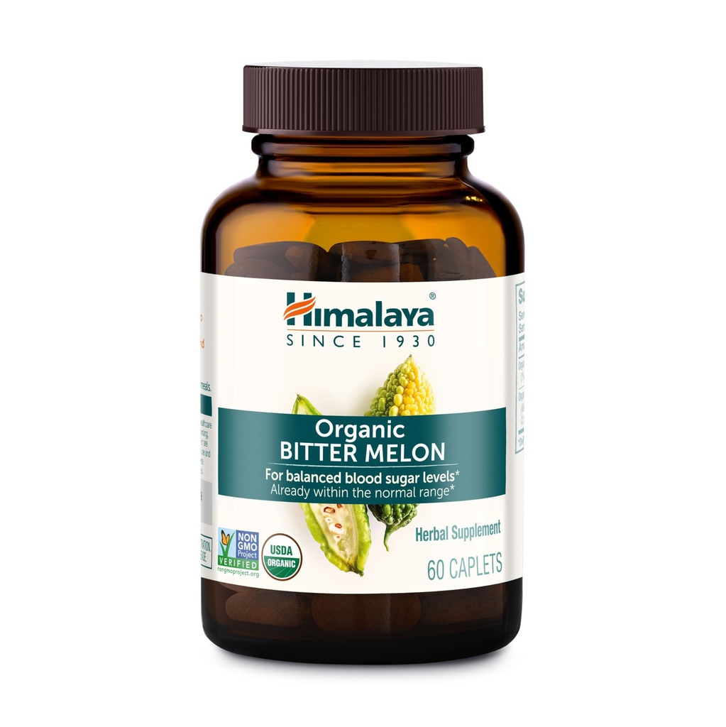 喜马拉雅省有机苦艾酒(Himalaya Organic Bitter Melon) - 草药葡萄糖代谢支持 - USDA有机,非GMO,Vegan,Gluten Free,Additive Free, 660 mg, 60 Caplets
