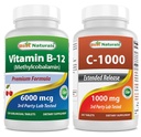 最佳天然维生素B12 6,000毫克和维生素C 1000毫克