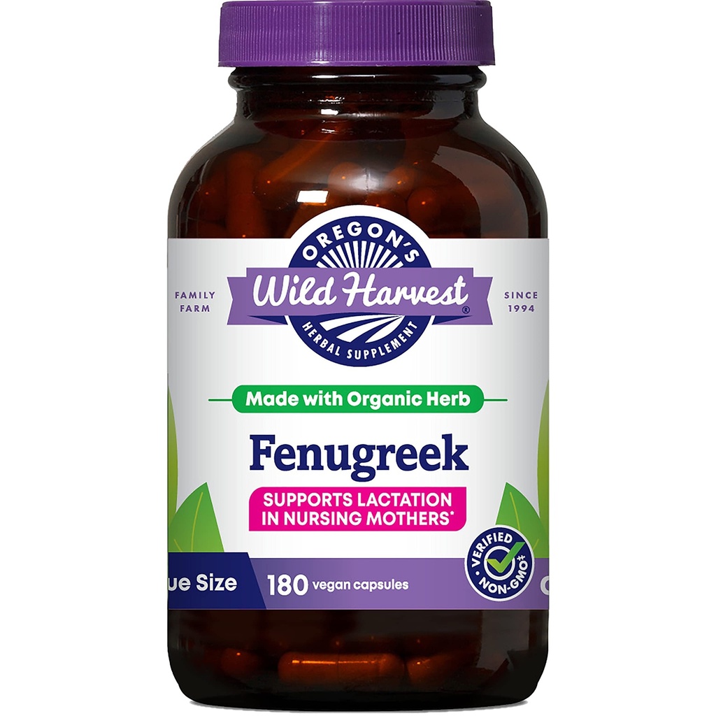 俄勒冈州的野生收获组织 非GMO Fenugreek Capsules,乳香支持草药补充剂 最佳母乳生产-180计数