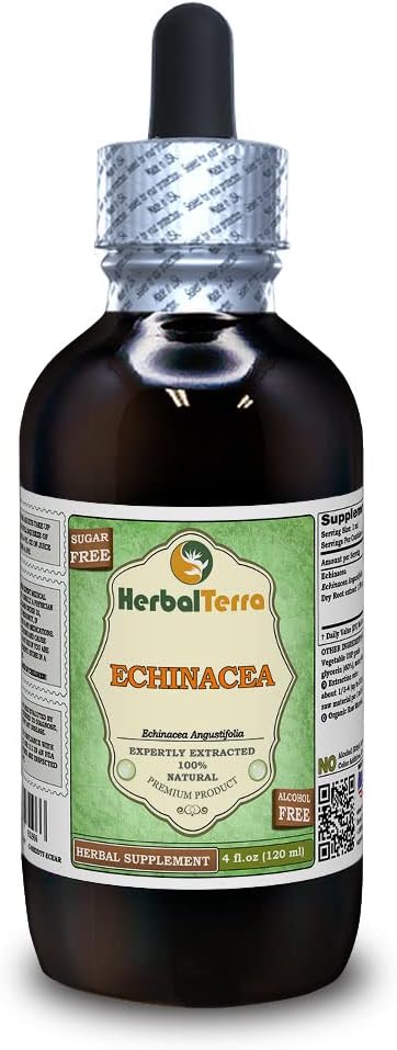 Echinacea (Echinacea Angstifolia) 甘油脂,有机干根无酒精液体提取物(Brand name:Herbalterra, Proudly made in USA) 4 fl.oz (120毫升)