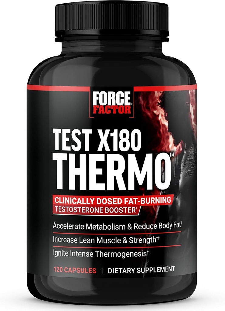FORCE FACTOR 测试 X180 热振素补充剂和用于加速代谢的脂肪燃烧器, 降低体肥, 建立精益肌肉, 增加热源, 120卡普尔