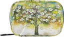 Pill Case Floral Tree Oil Painting Pill Box 7 Day Pill Case Bag Travel Pill Organizer Bag with Zipper Portable Weekly Case Compact Size for Vitamin Supplement Holder