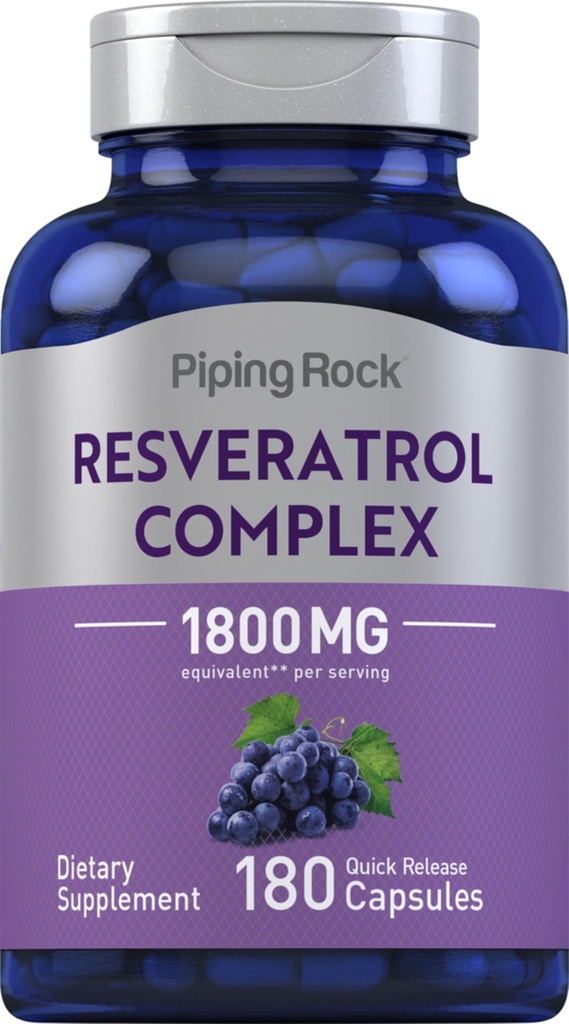 Piping Rock Resveratrol Complex | 180 Capsules | Grape Seed Extract | Non-GMO, Gluten Free Supplement