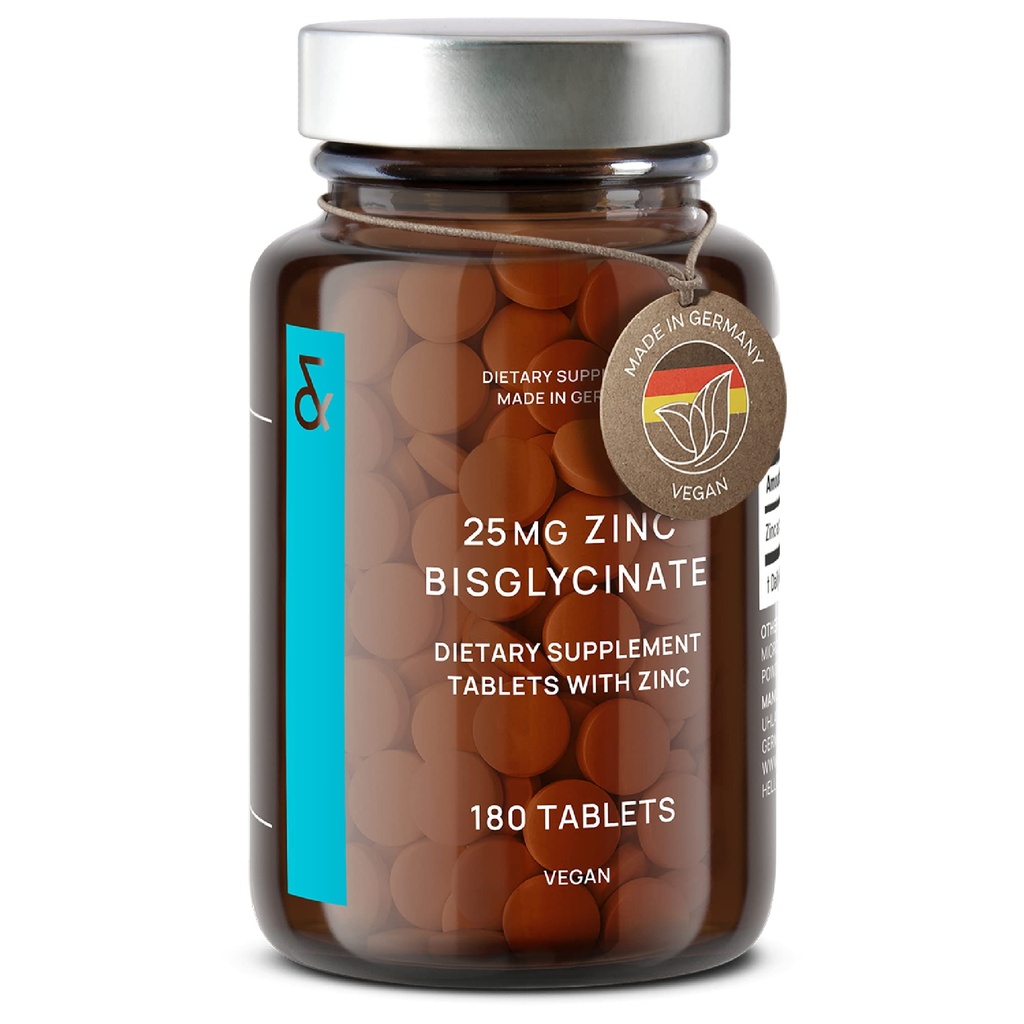 CLAV® 锌 Bisglycinate 25mg - 180 片(供应期为6个月) - 天然切合锌补充 - Vegan Zinc Glycnit for Imune & Skin Support