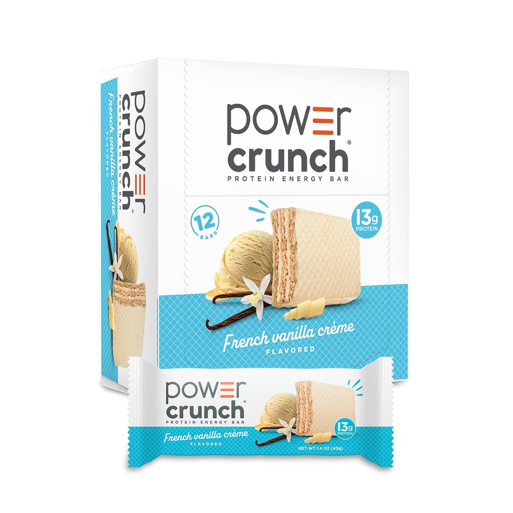Power Crunch Protein Wafer Bars, 高蛋白质小吃,法国香草 Creme, 1.4 Ounce(12个伯爵)