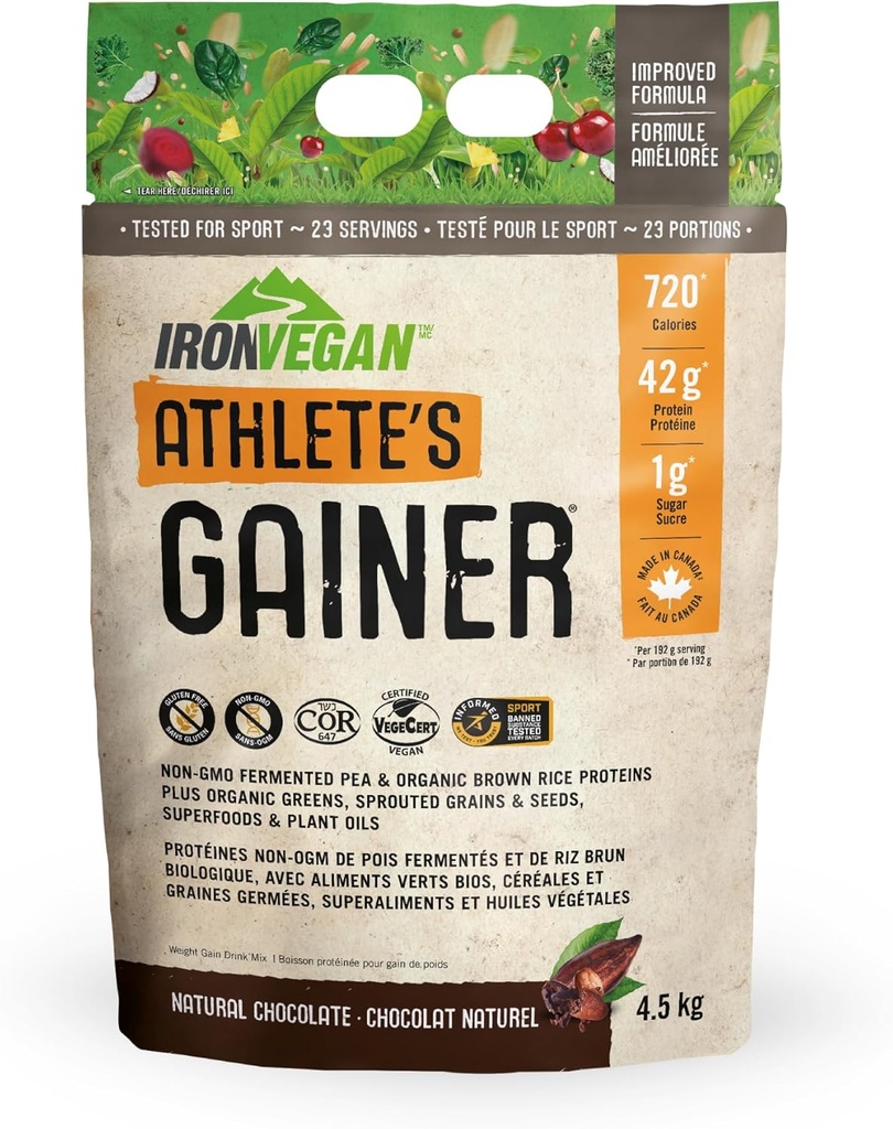 (原始内容存档于2018-03-26). Iron Vegan Athlete's Gainer - 天然巧克力 4.5公斤