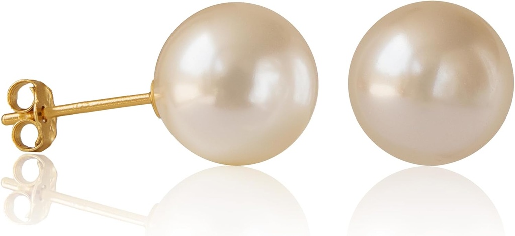 手工选取的淡水珍珠 Earrings 14K Gold lated Terrling 银圆 女子伪药