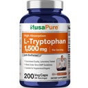 NusaPure L-Tryptophan 1500mg 200 蔬菜瓶盖(非GMO,Vegan) 生物瓶盖