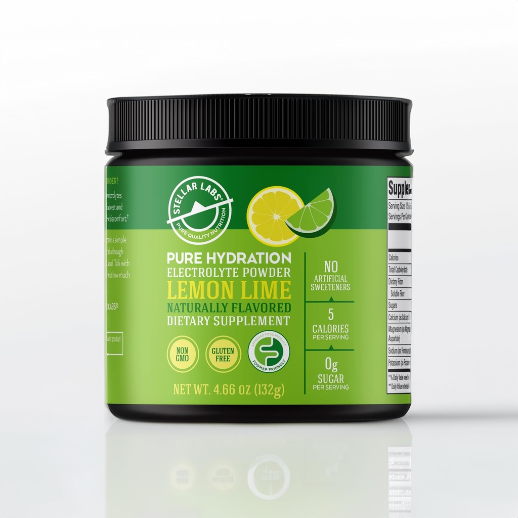 Stellar Labs Electricrolyte Powder No Sugar QQ 低FODMAP 水分 倍增水分 混合饮料 Keto 友好型,无糖型,非GMO型,Gluten 自由脱水救济 QQ 柠檬液,30位服务者