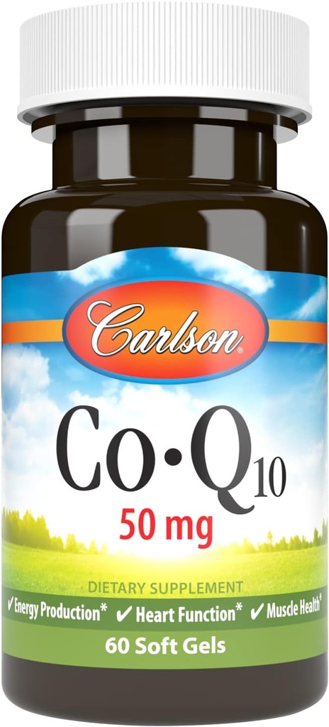 Carlson - 共同Q10,共同酶Q10,50毫克,能量生产和心脏功能,60软胶