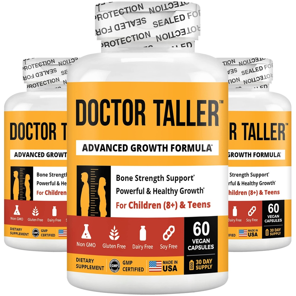 营养最好的医生Taller - 高成长公式 - 支持高度增长和豁免 - Keto与钙,维生素D3,维生素K2,氨基酸和草药用于儿童(8+) - 3 Pack → 3个月供应