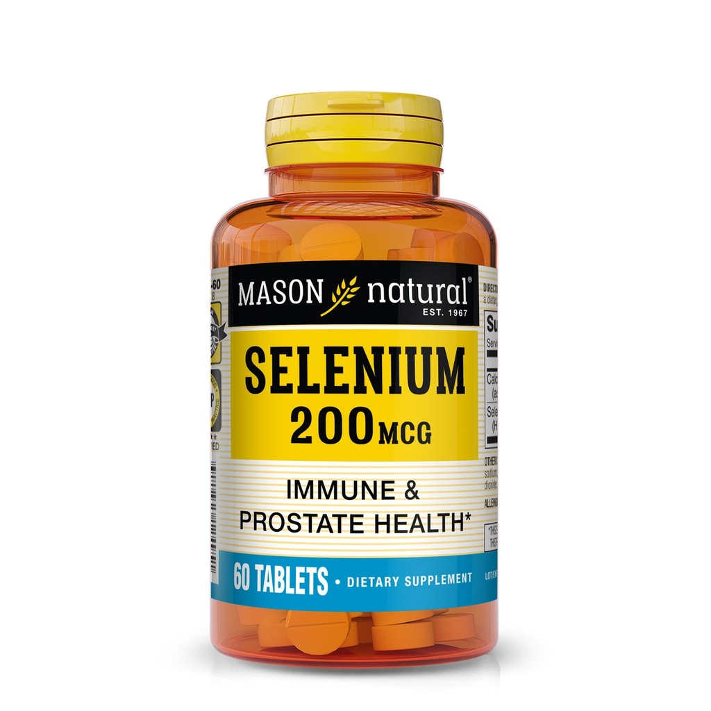 梅森天然硒 200 mcg - 免疫支持和前列腺健康抗氧化剂补充剂,基本履带矿物,60片