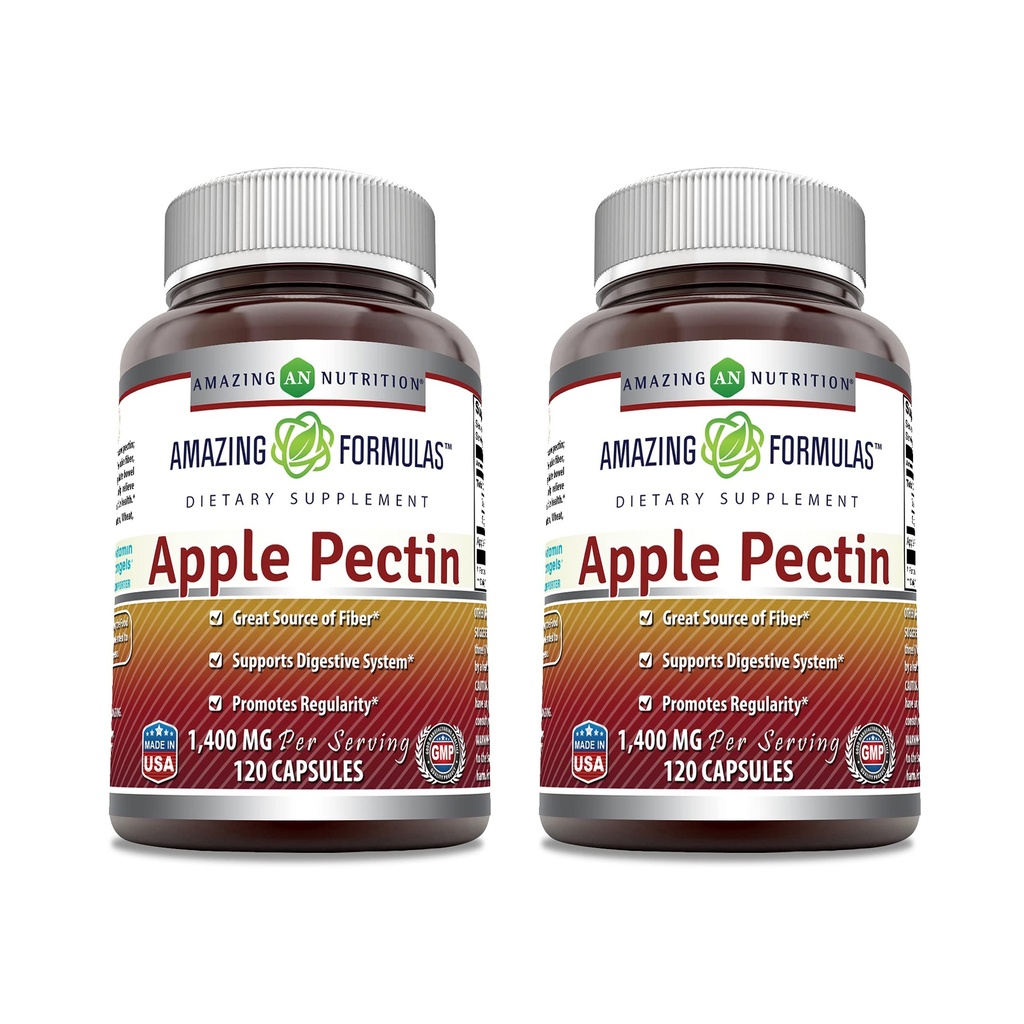 苹果Pectin 1400 mg Pervice 补充 QQ Capsules 非GMO QQ Gluten Free QQ 在美国制造(120 Counter QQ 2 Pack)