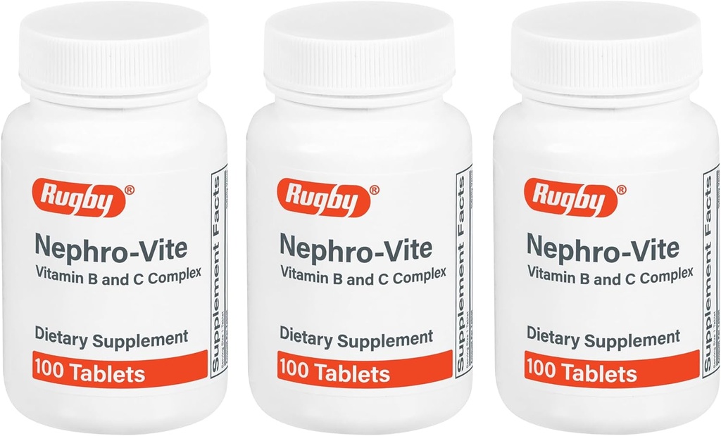 橄榄球 Nephro-Vite 维生素B和C 复杂片 - 膳食补充 - 100计(3包)